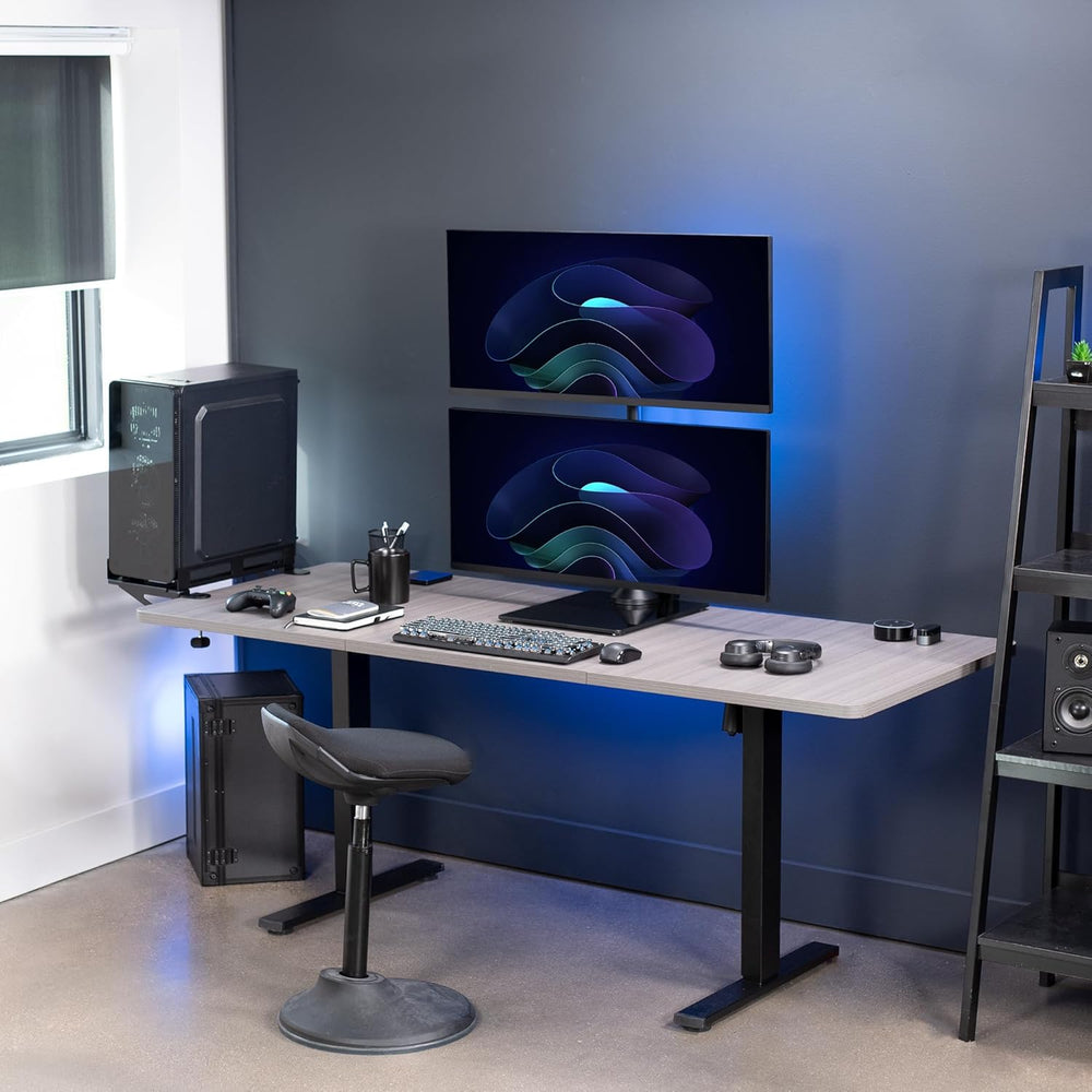 Soporte Doble para Monitores VIVO, Base de Cristal, STAND-V002LG