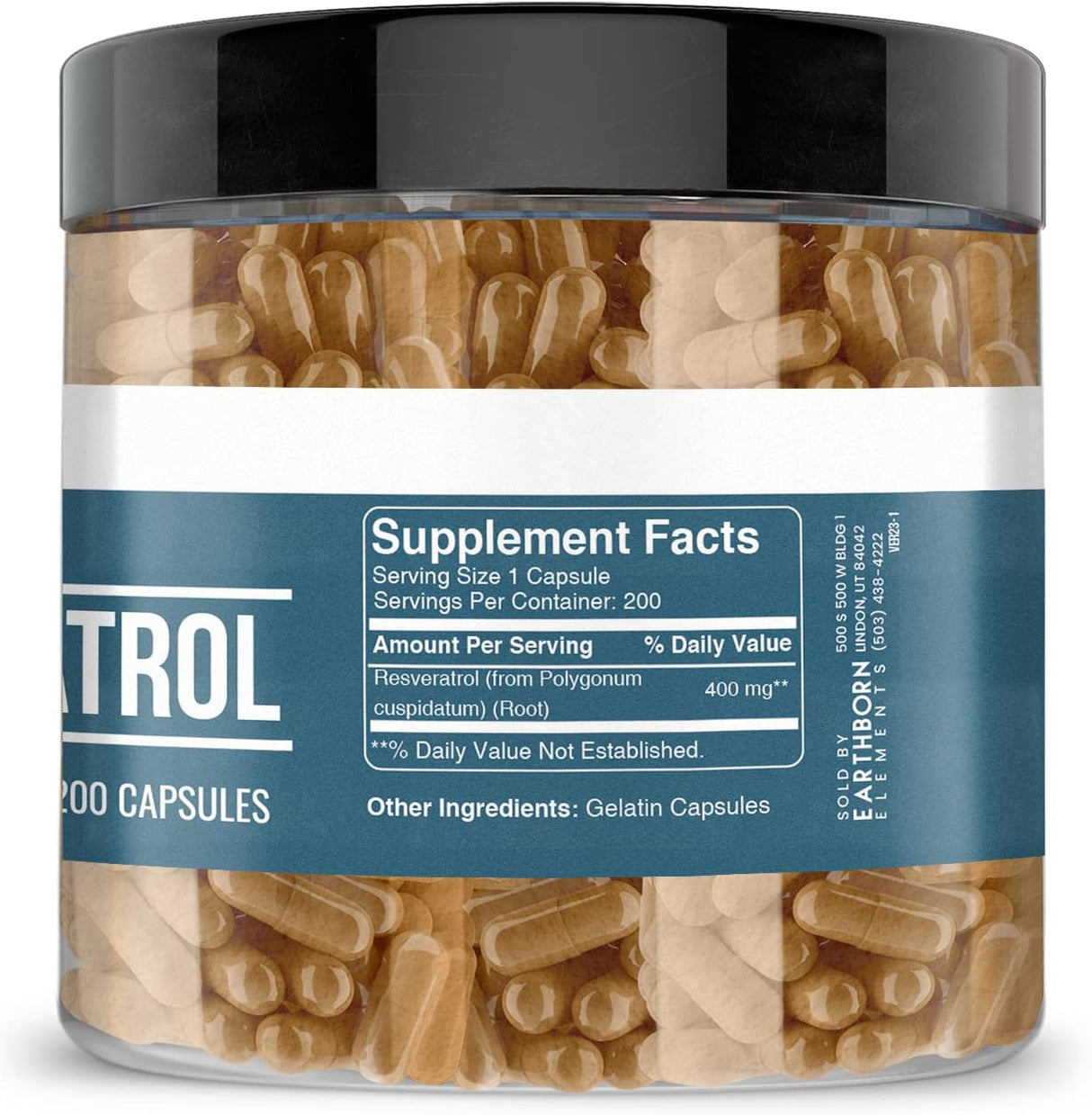 Suplemento Earthborn Elements Resveratrol 200 cápsulas