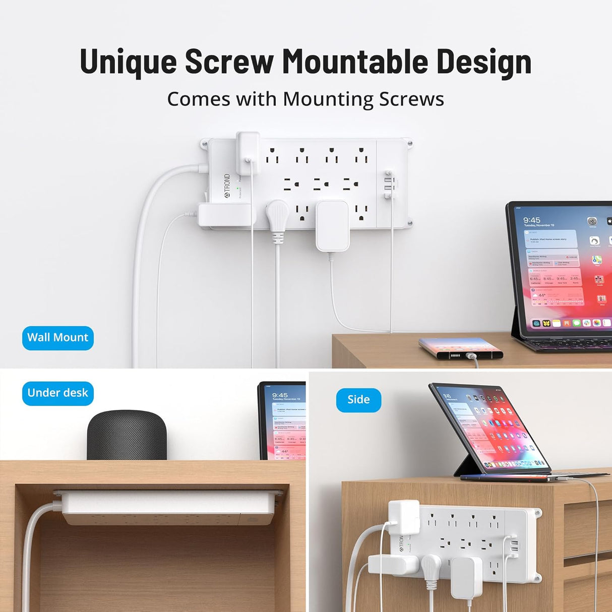 TROND Regleta protectora contra sobretensiones, 13 tomas