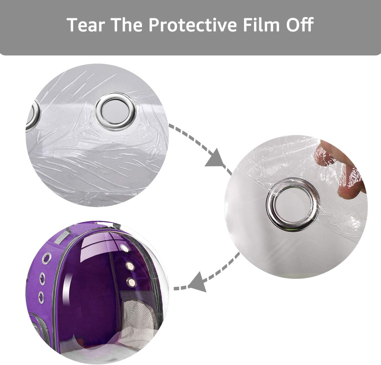 Mochila con capsula espacial para transportar gatos lila