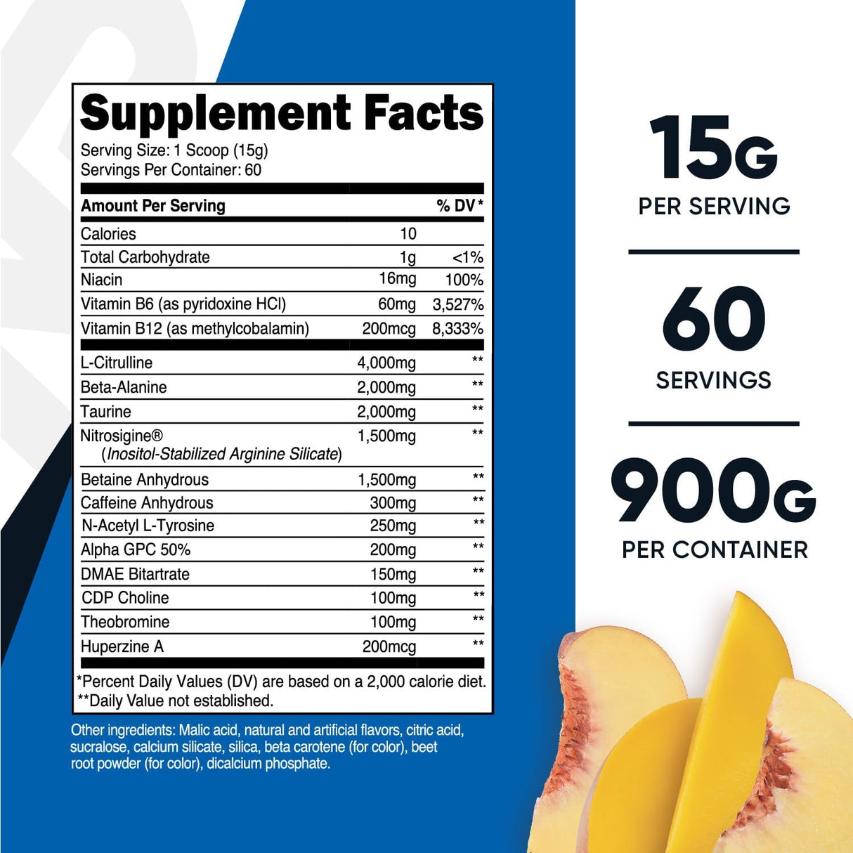 Complejo Pre-Entrenamiento Vegetariano Sabor Melocotón Mango