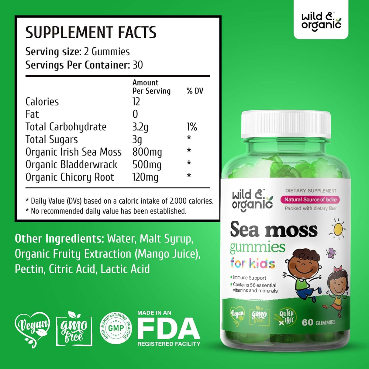 Suplemento Gomitas de musgo marino para niños 60 unidades