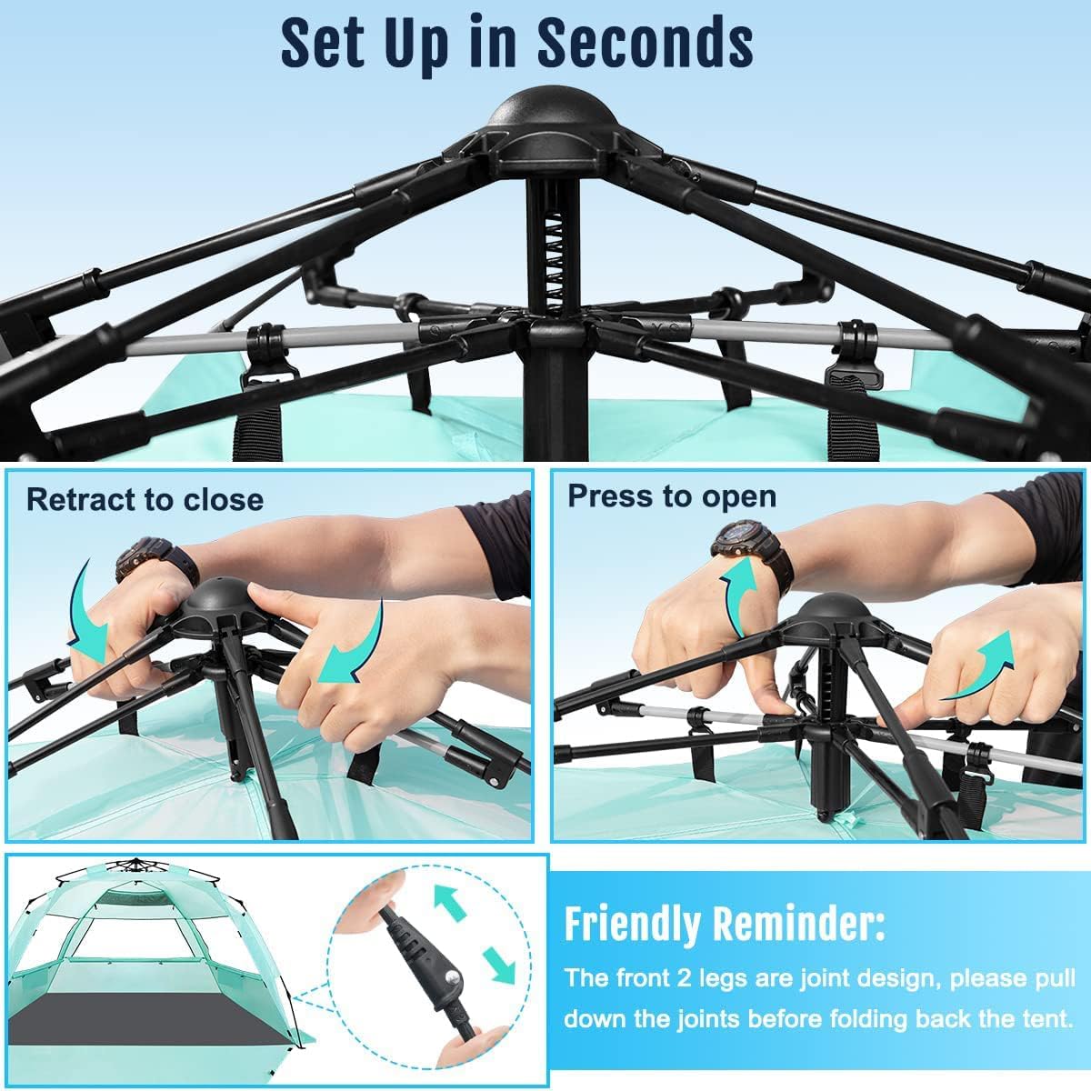 Tienda de playa pop-up XL con protección UV y ventilación