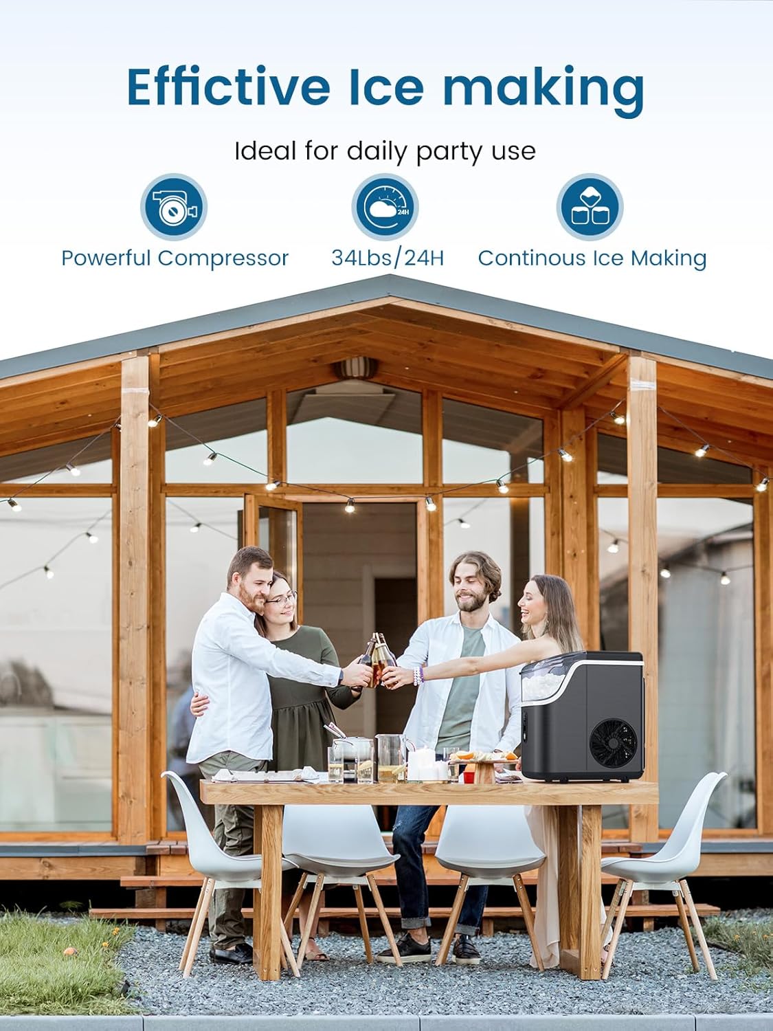 Máquina de Hielo COWSAR, Hielo Triturado, 34Lbs/Día, Auto-Limpieza