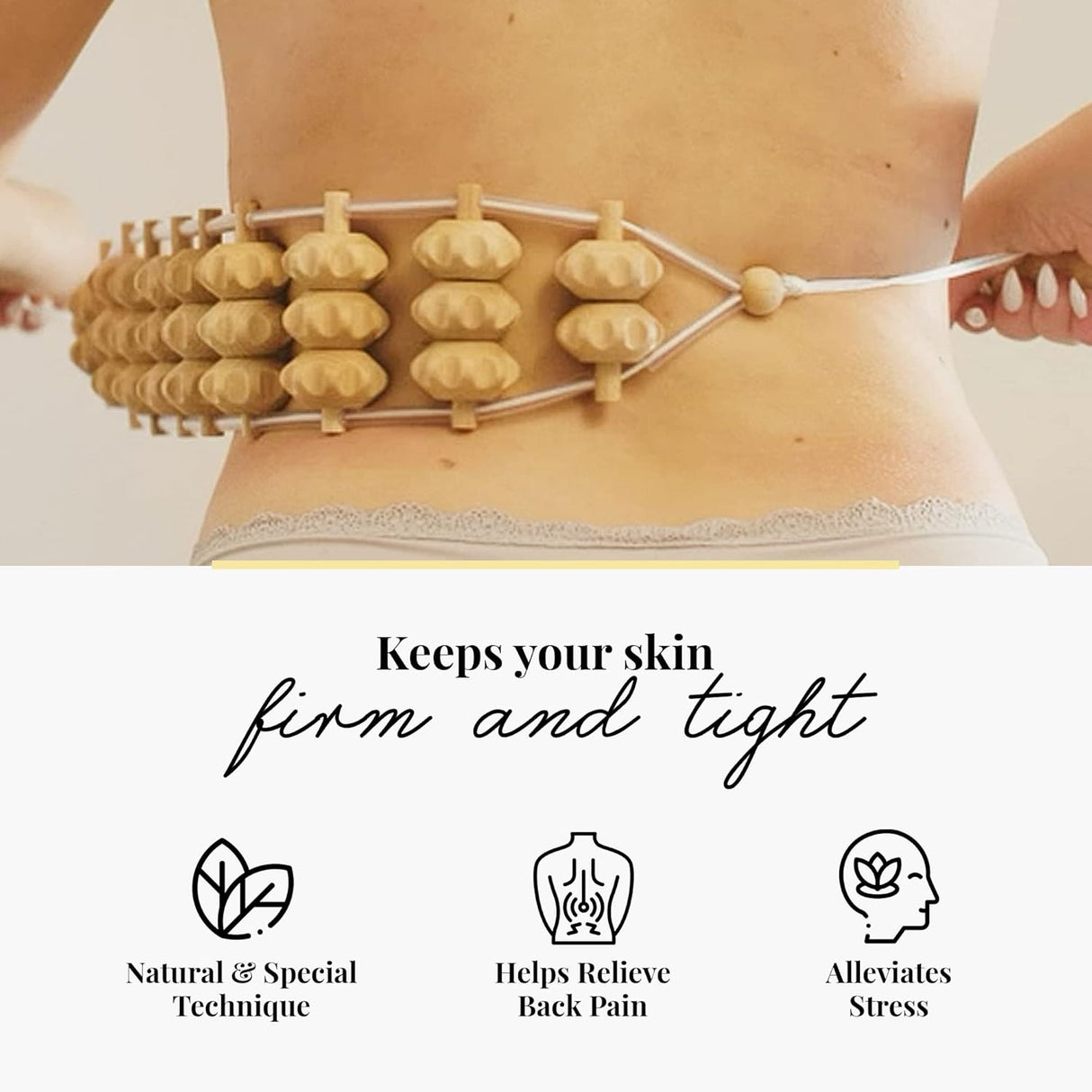 Masajeador de Espalda Tuuli, Ruedas y Cuerda, 47.2 pulgadas