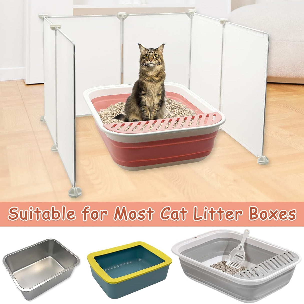 Caja de arena para gatos con protector contra salpicaduras