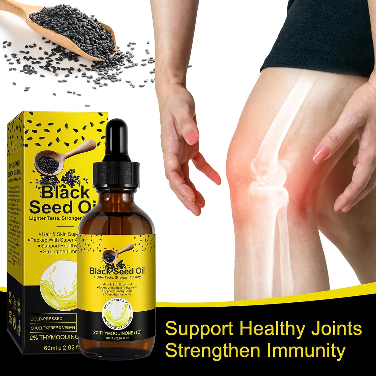 Aceite de Semilla Negra Orgánico, 100% Puro, 250ml, Crecimiento