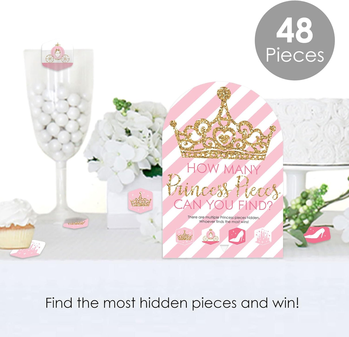 Caza Tesoros Princesa - Big Dot of Happiness, 48 Piezas, Juego