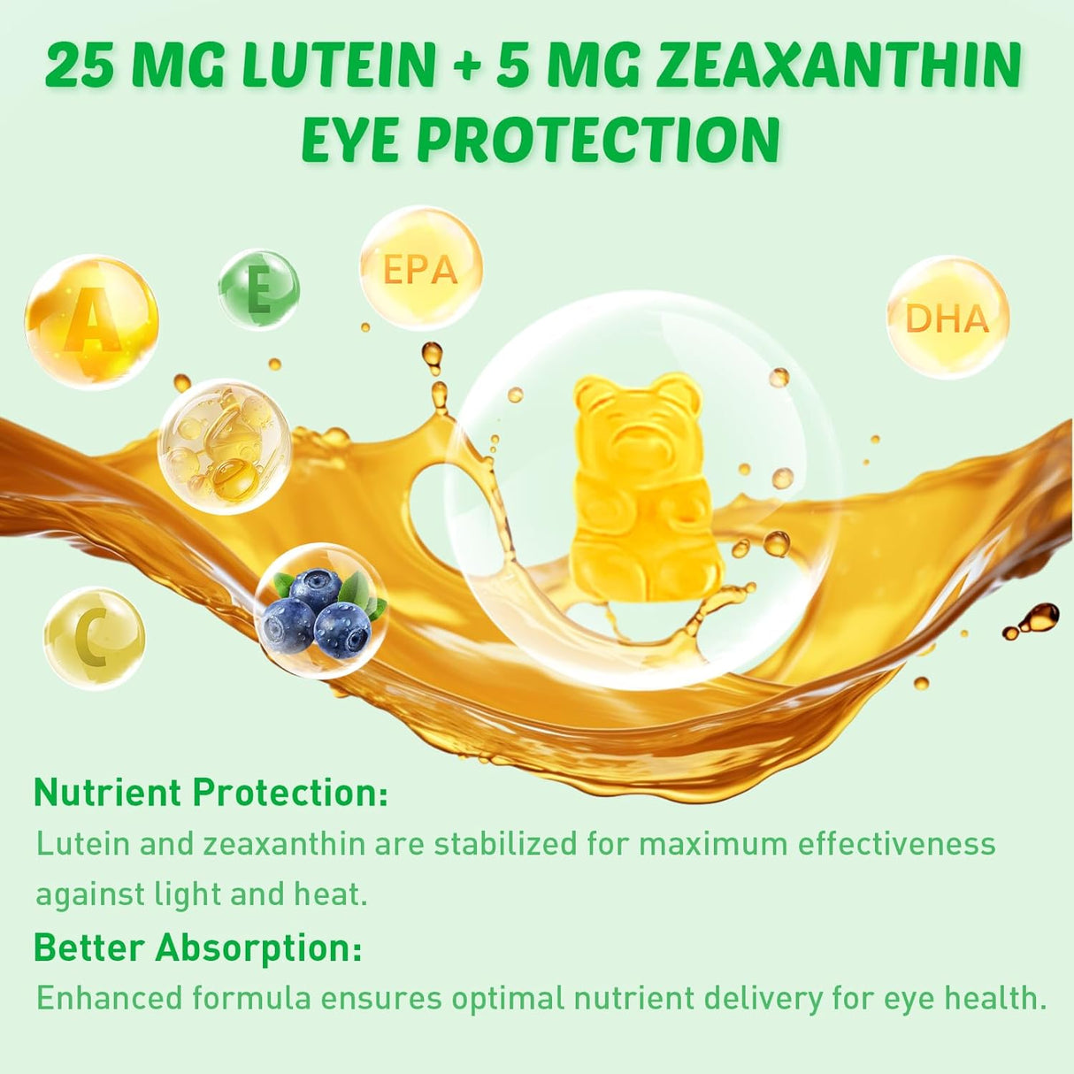 Gummies de Luteína con Zeaxantina y Omega-3, 60u