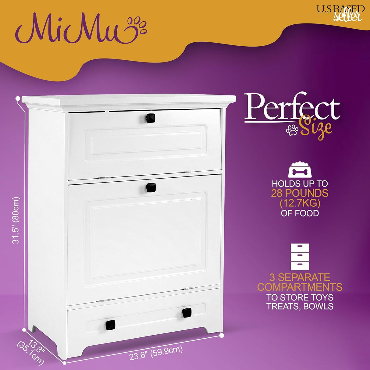 MiMu Soporte elevado para cuenco para perros con gabinete