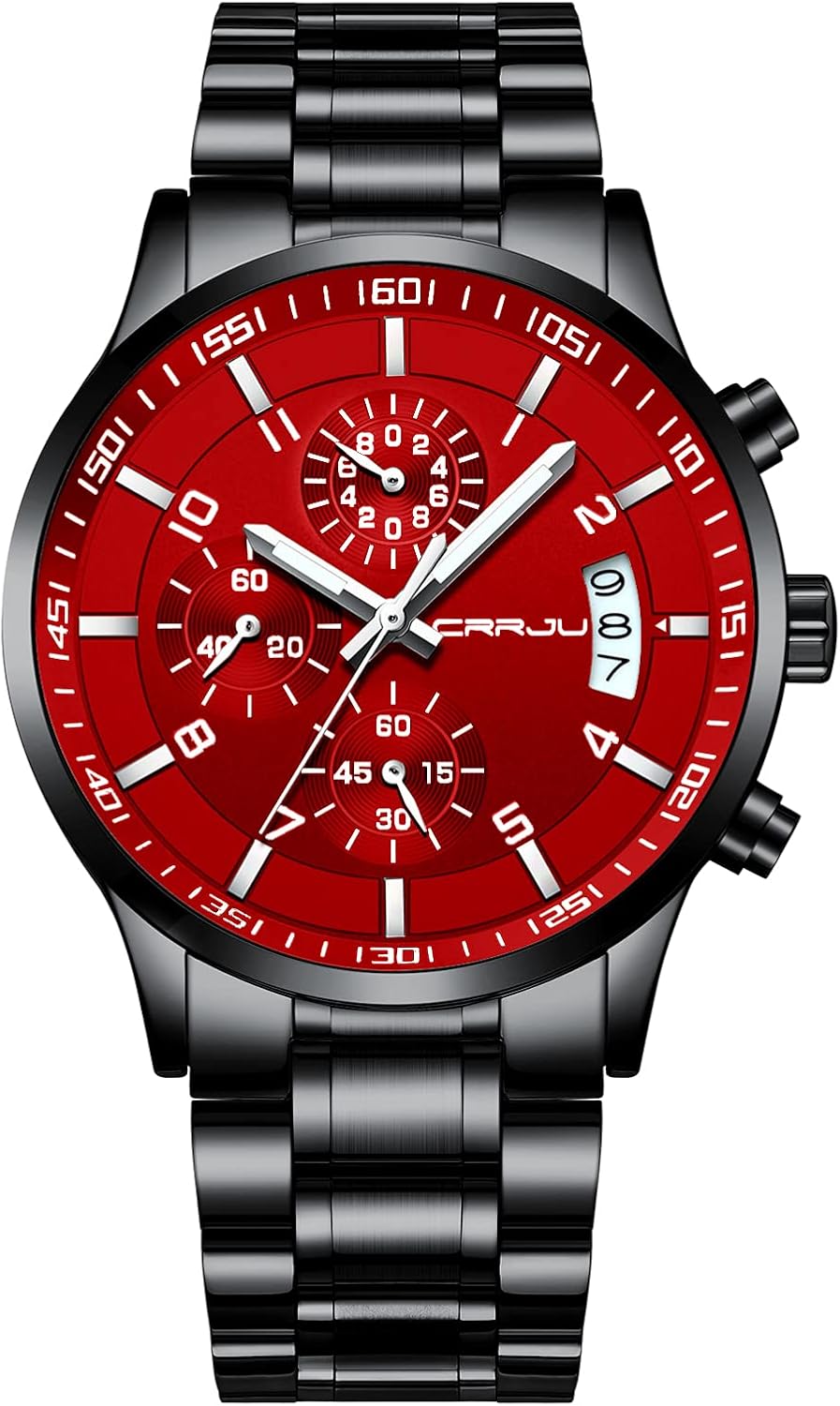 Reloj de correa de acero inoxidable CJ2214BK-RED CRRJU