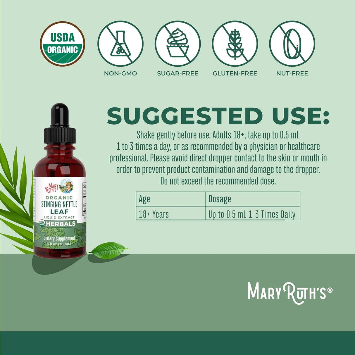 Extracto de Hoja de Ortiga MaryRuth Orgánico 1 fl oz Vegan