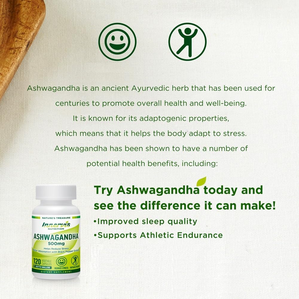 Ashwagandha 500mg - Cápsulas Veganas, Apoyo Estrés y Cerebro