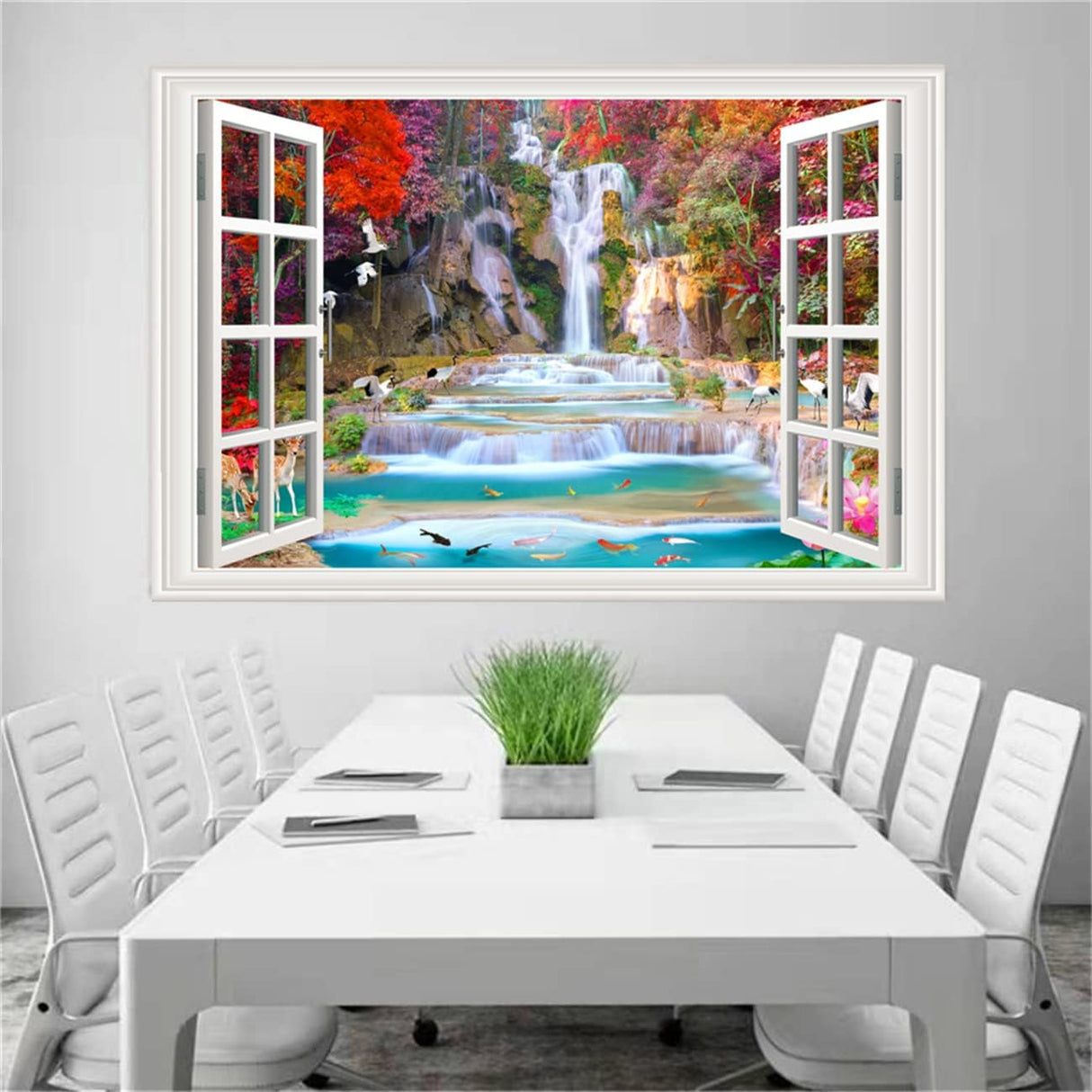 Vinilo adhesivo 3D ventana tropical Palm Trees, modelo 36x48