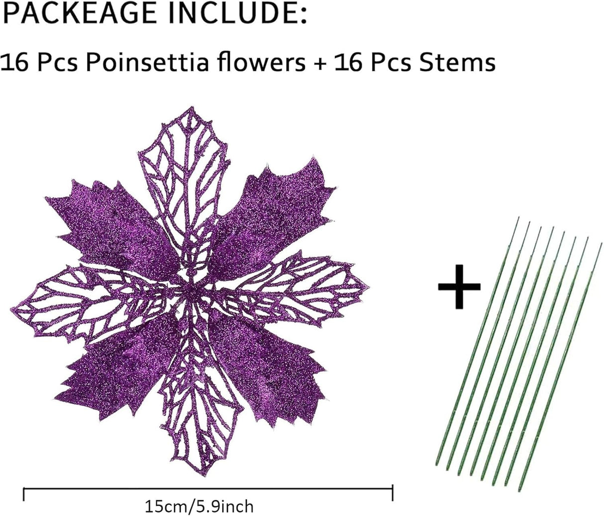 Flores Poinsettia Artificial - Wironlst 16 Pcs Decorativas