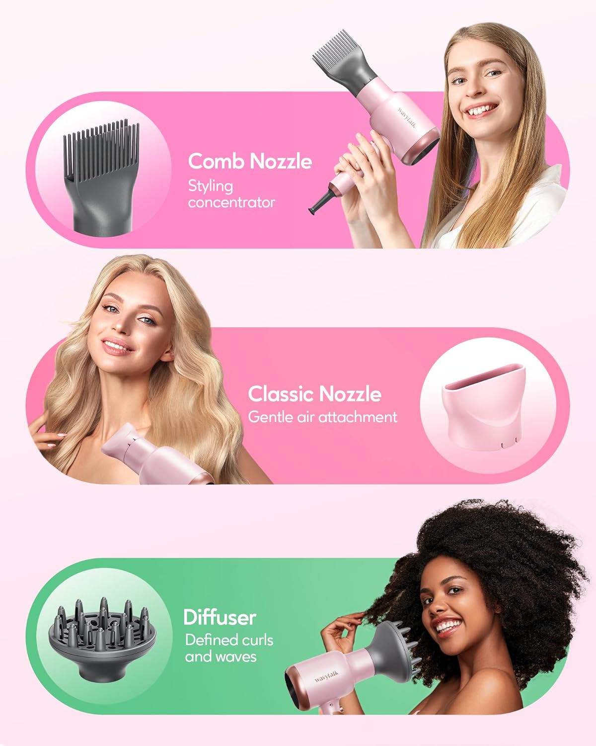 Secador de pelo profesional con difusor de pelo iónico