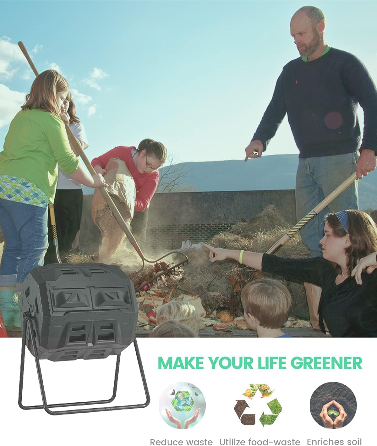 Compostador Giratorio con Termómetro - Doble Cámara 2021