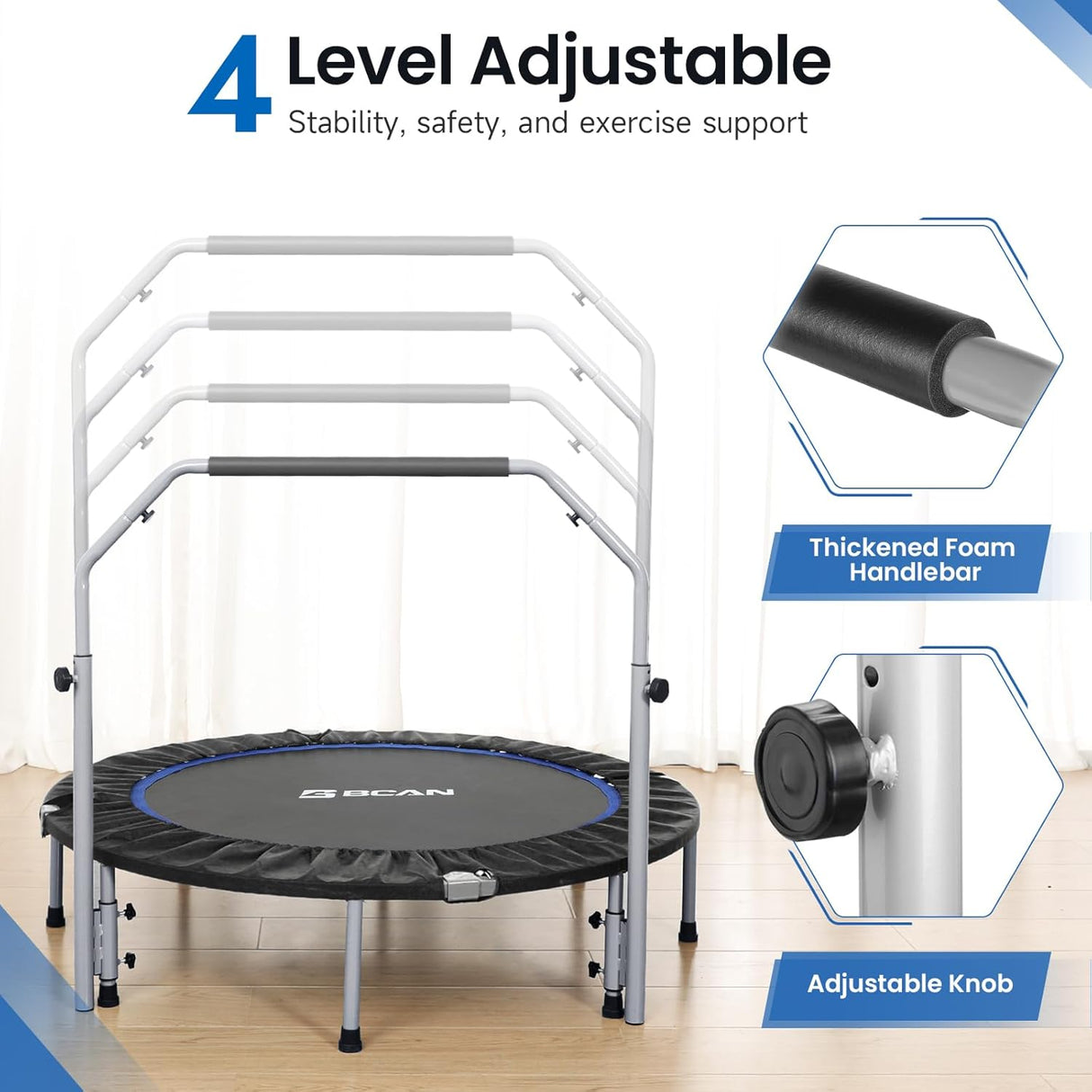 Trampolín Plegable BCAN 40/48 330/440lbs con Manillar Ajustable
