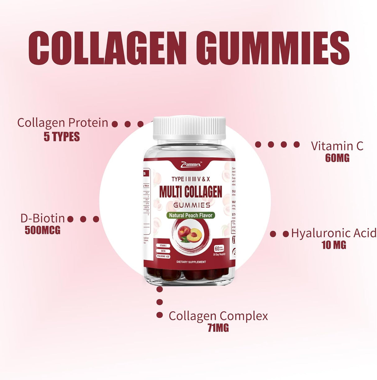 Suplementos de péptidos de colágeno múltiple Zammex