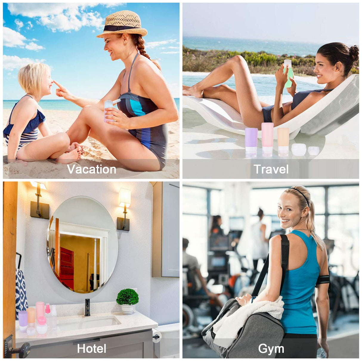 Paquete de 16 botellas de viaje para artículos de tocador