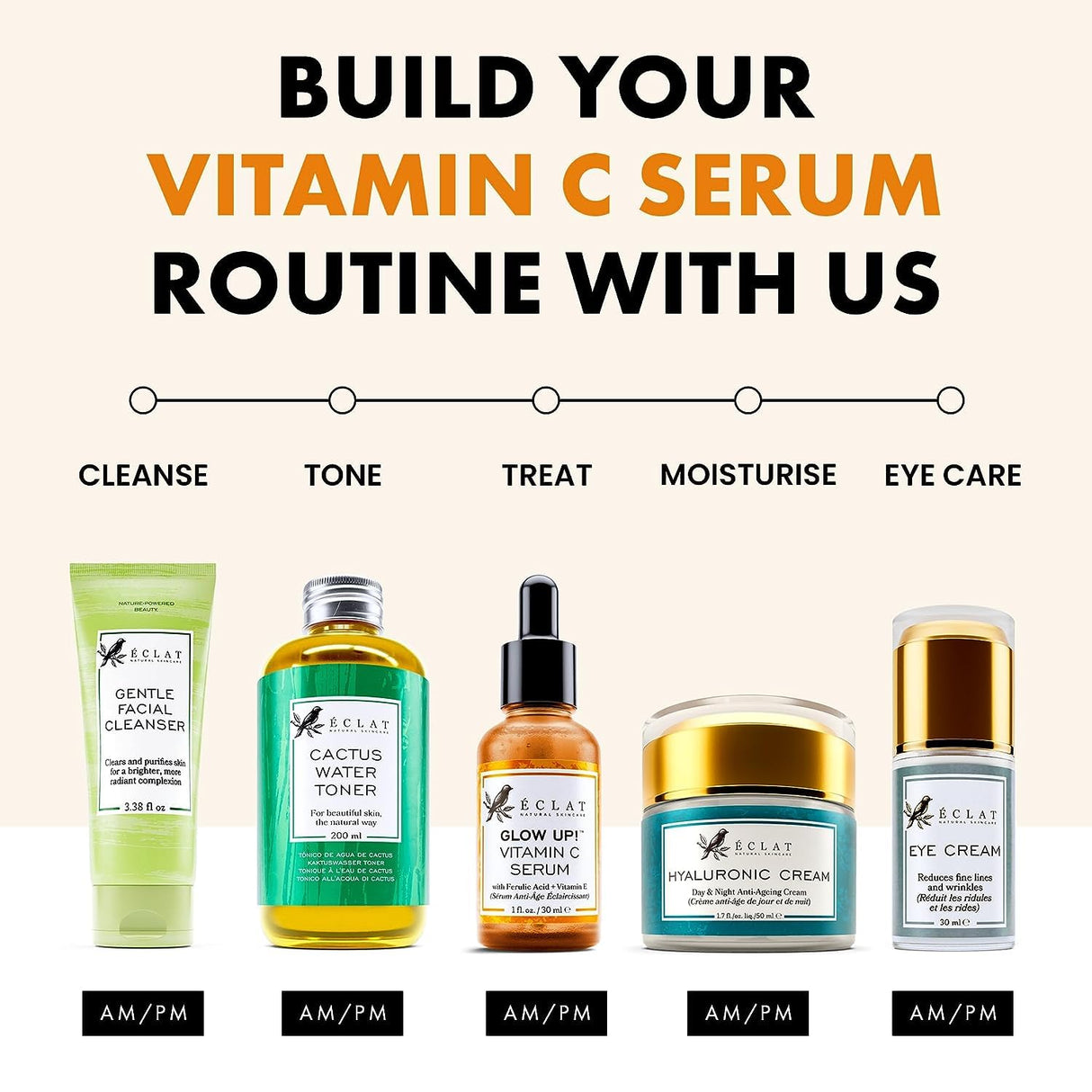 Suero facial de vitamina C y ácido hialurónico Eclat Skincare