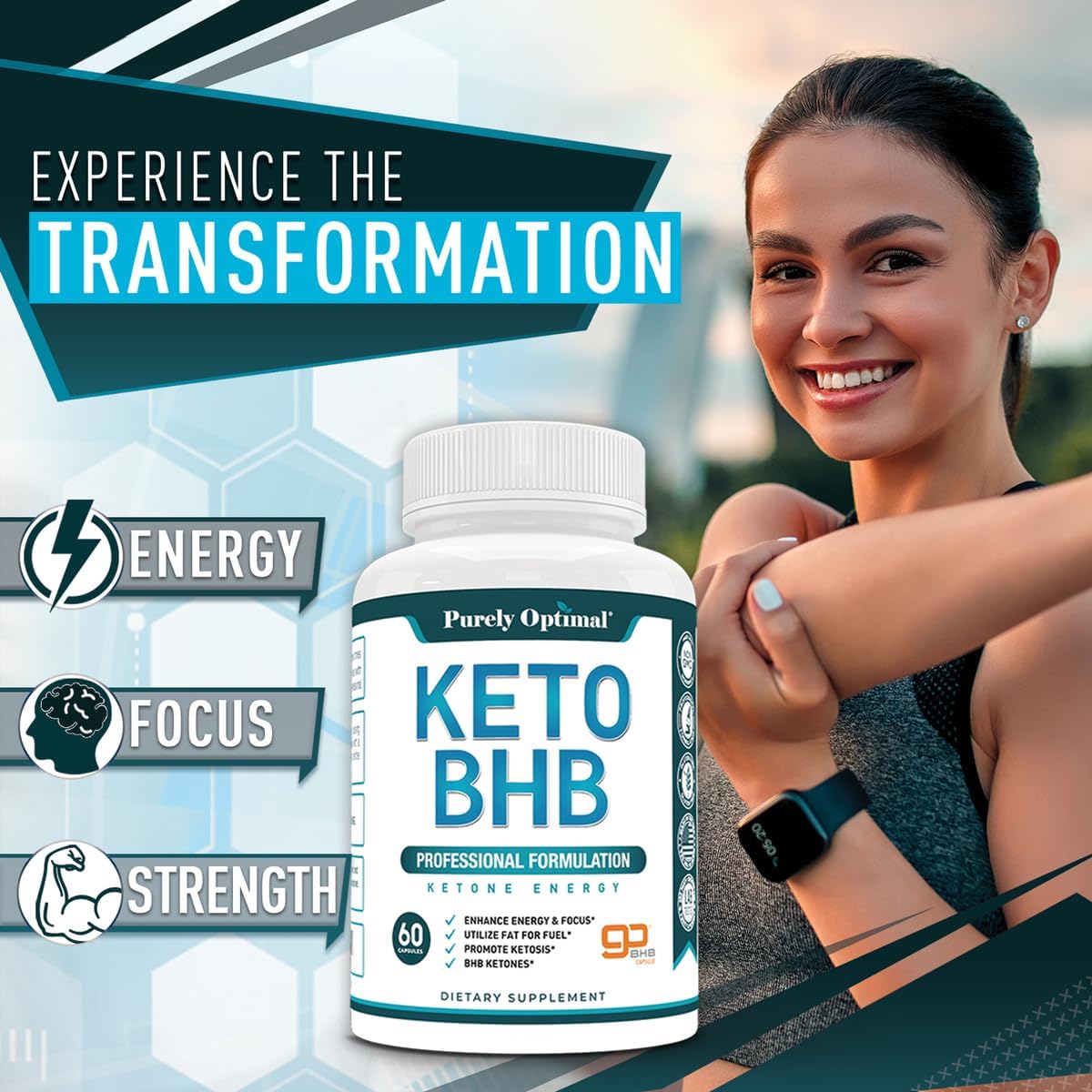 Cápsulas Keto BHB - Suplemento para Keto - 60 Cápsulas