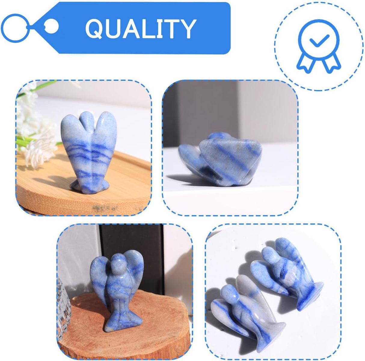 QINJIEJIE Cristales de aventurina azul, decoración de ángel