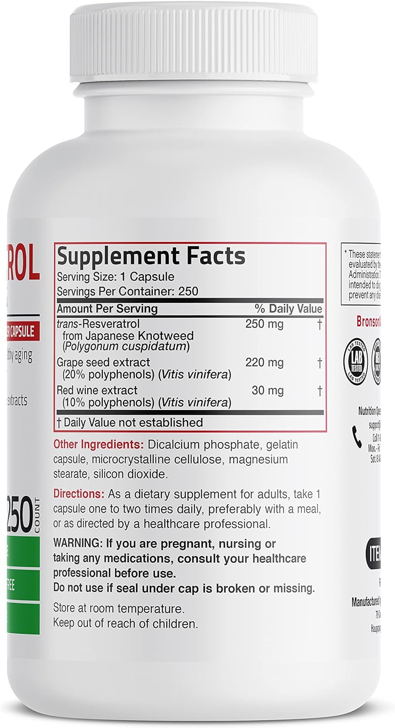 Suplemento Bronson Resveratrol 500 Complex Standardized