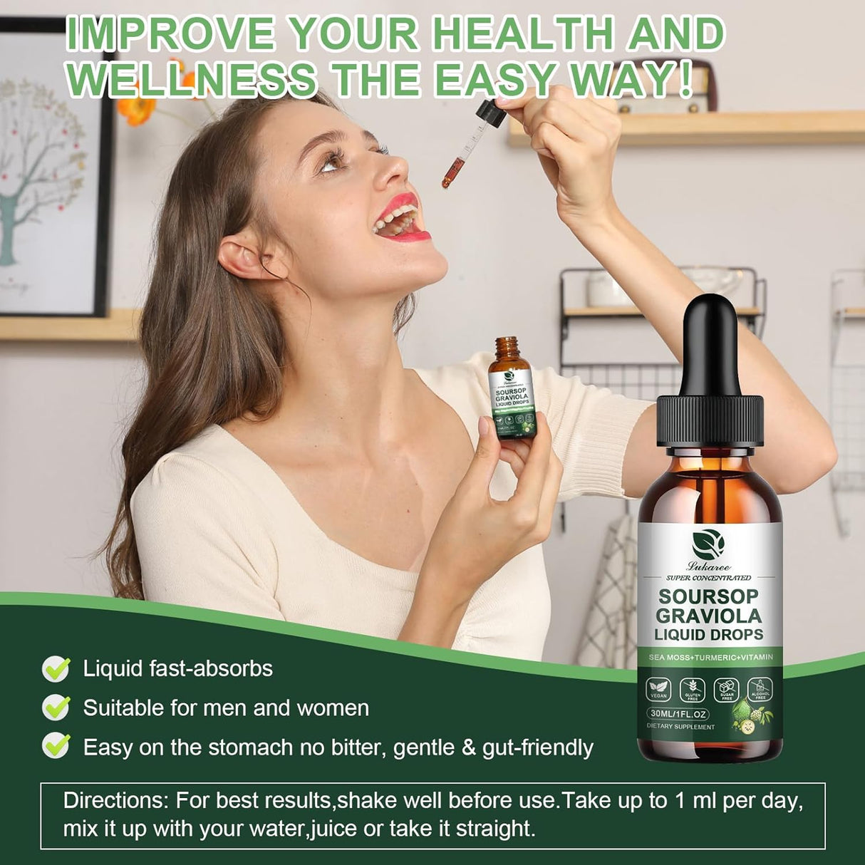 Soursop Extracto Líquido + Sea Moss 2 Meses 1oz
