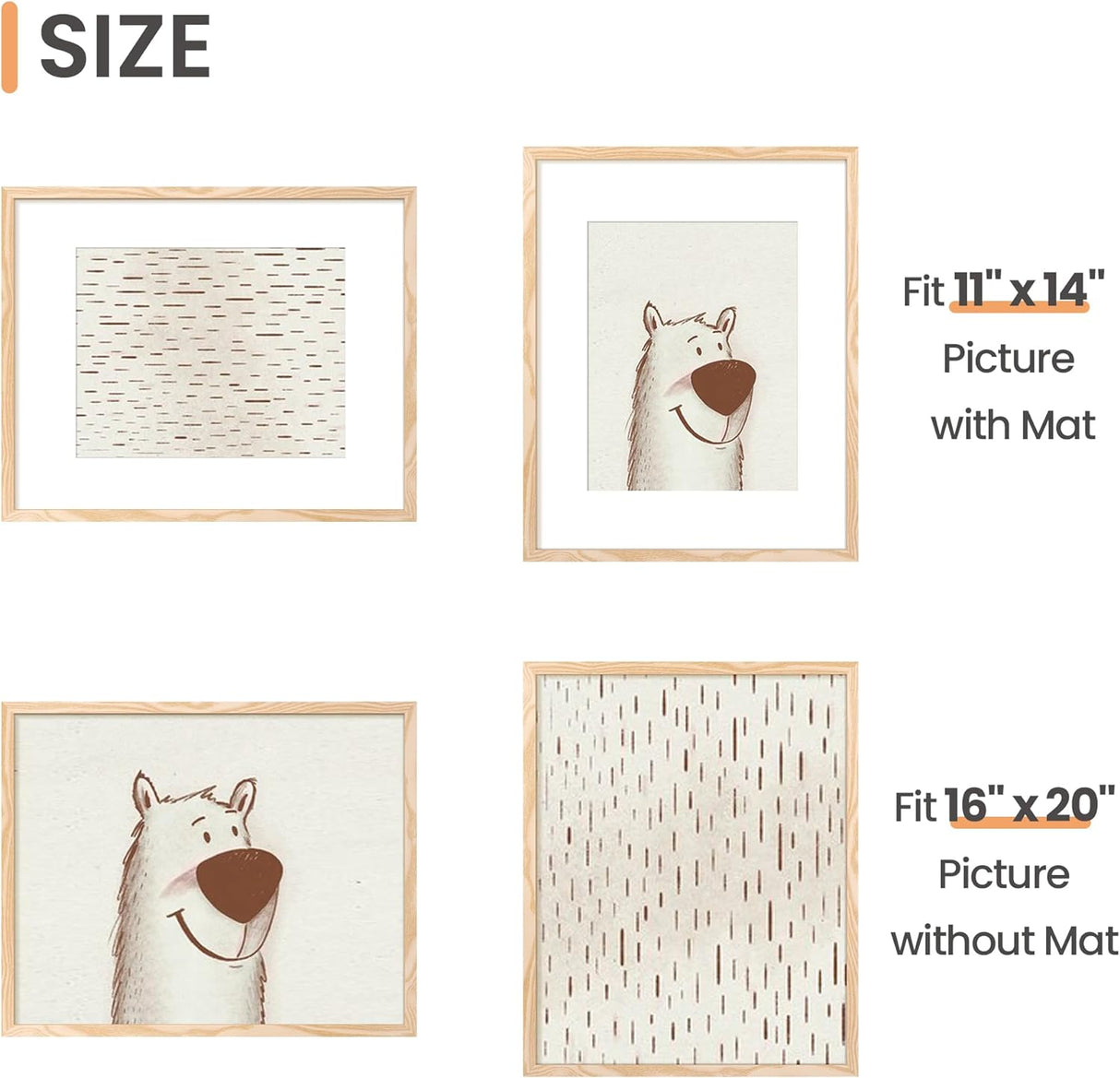 Marco de fotos 16x20, para 11x14 con paspartú o sin paspartú