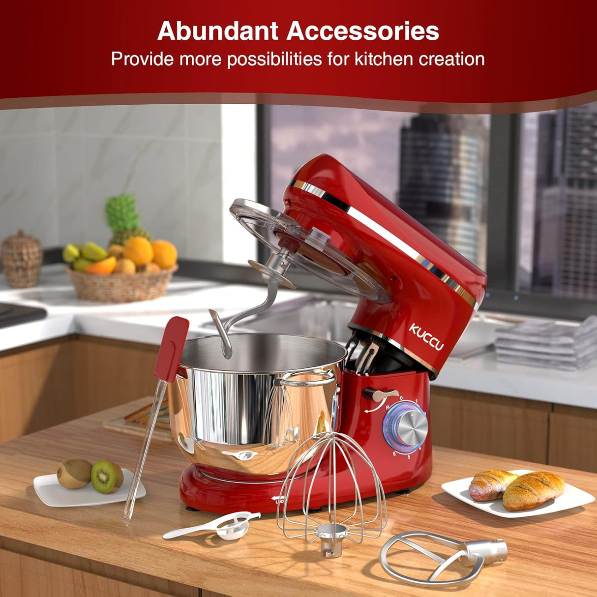 Batidora de Pie 6.5 Qt 660W 6 Velocidades, Stand Mixer 660W