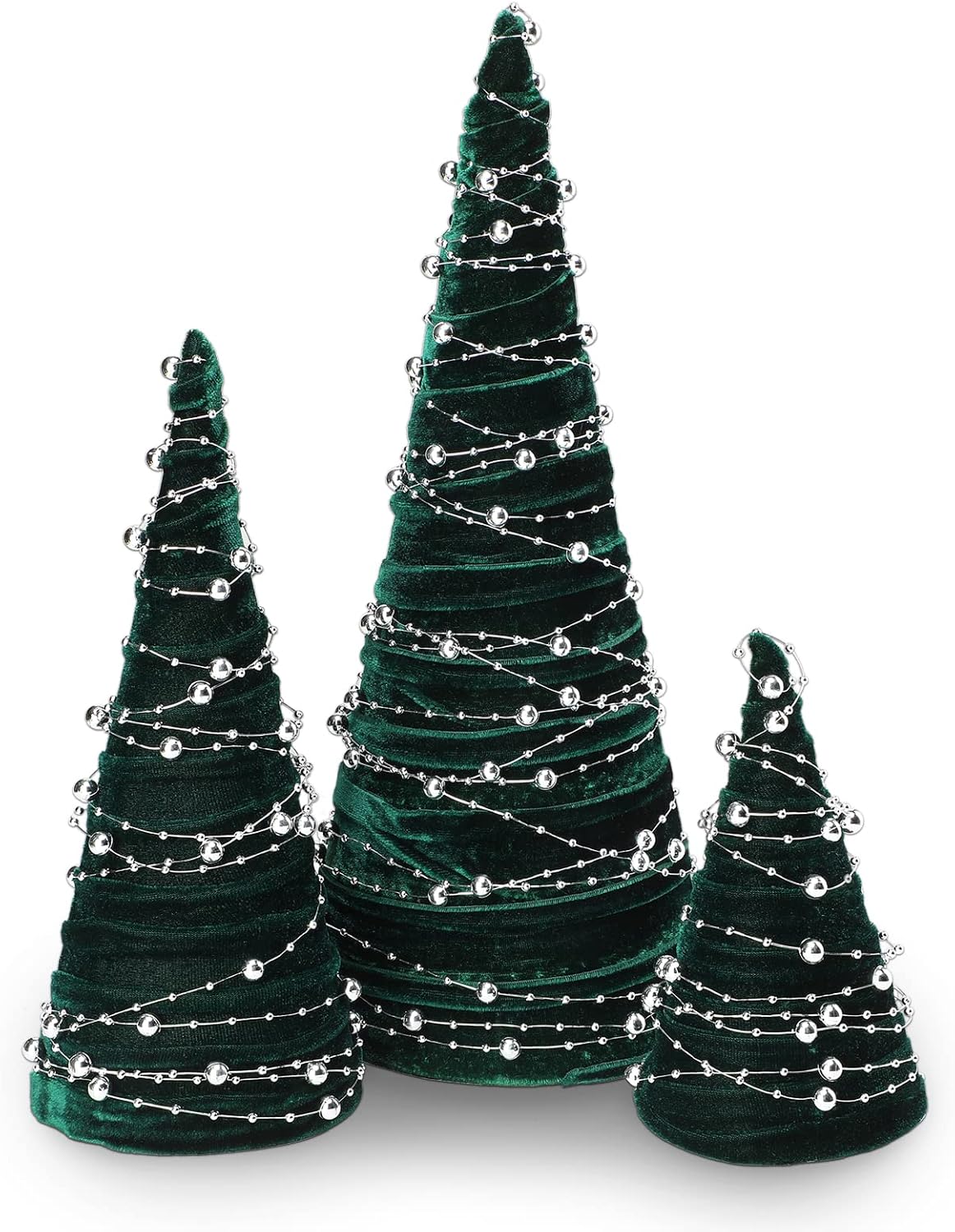 Juego de 3 Árboles de Navidad de Terciopelo, Decoración Moderna