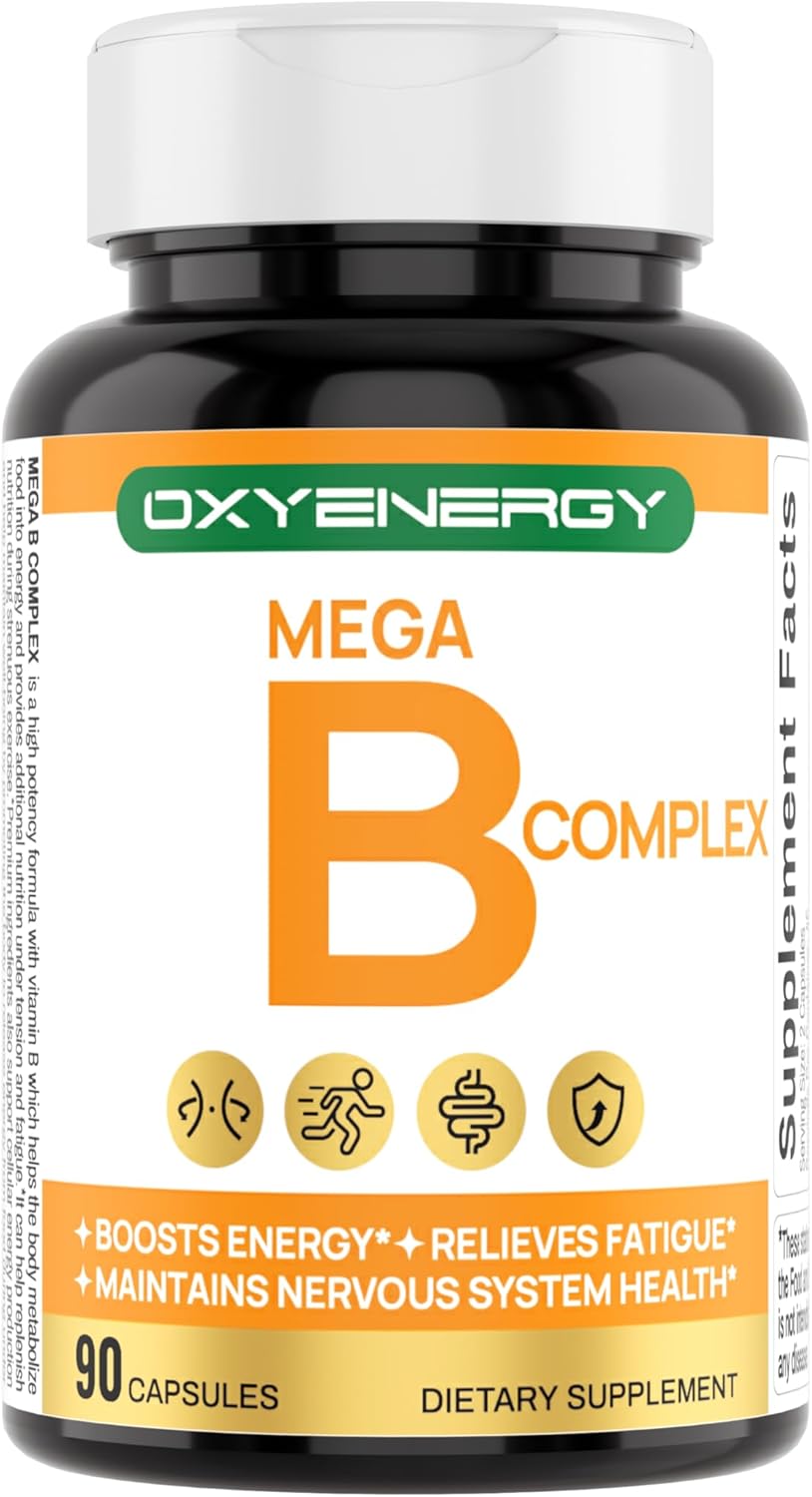 OxyEnergy Mega Vit B Complejo, Salud Neurológica, 90 Cápsulas