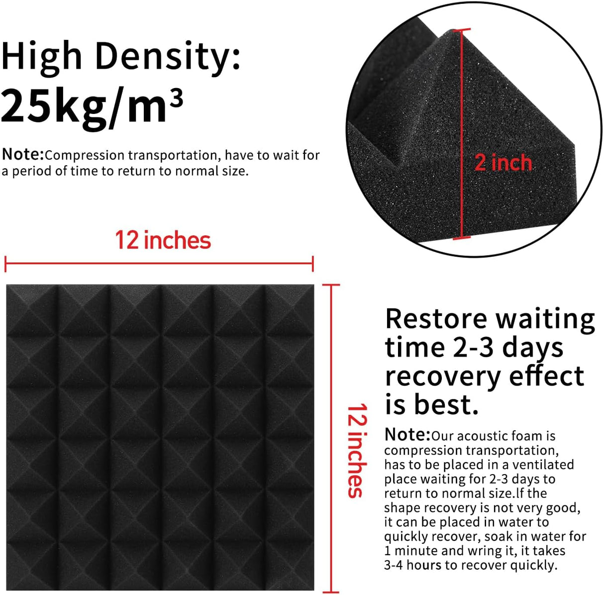 Paneles Acústicos 50 Pzs, Espuma Aislante 2x12x12, 300 Adhesivos