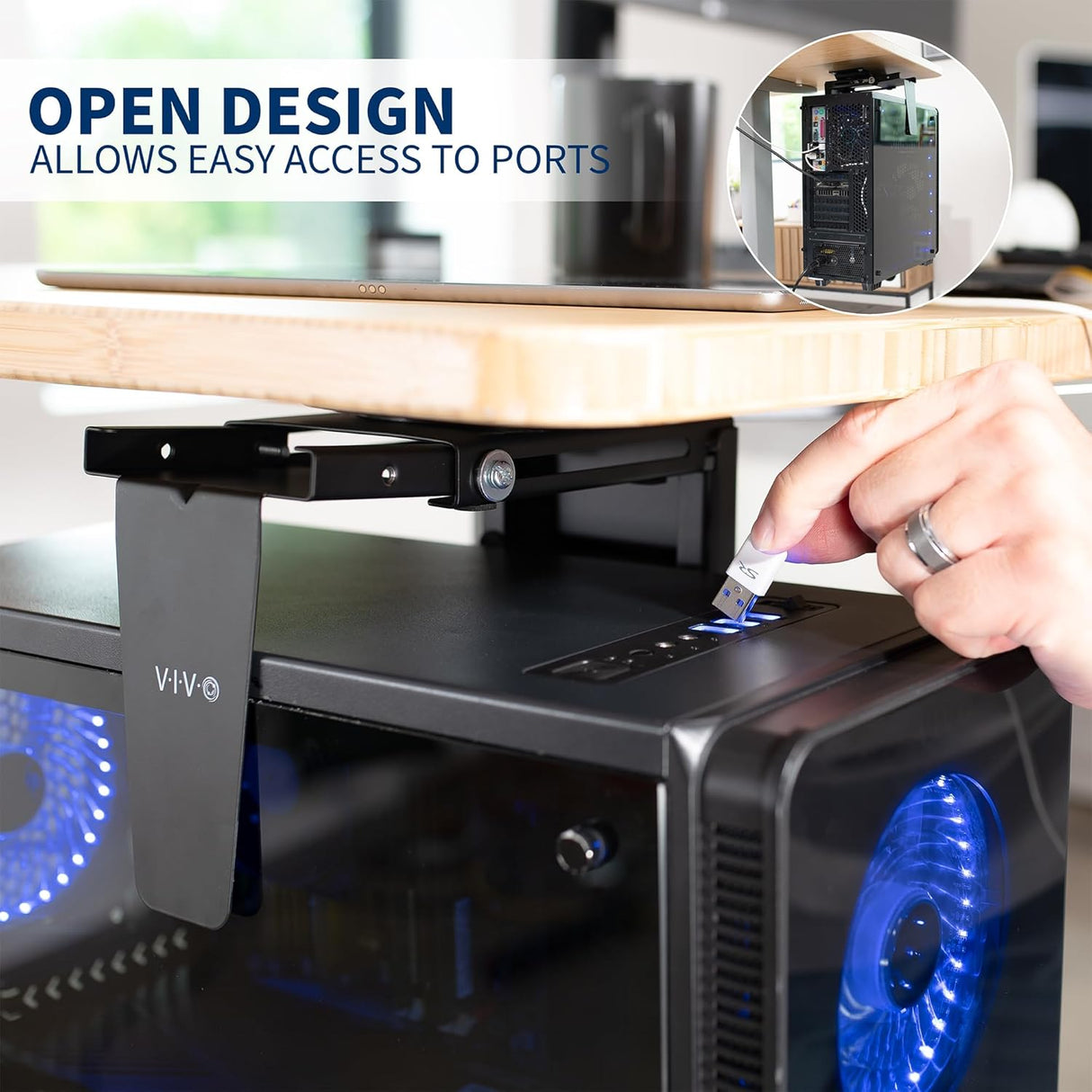 Soporte de PC Ajustable VIVO, Montaje de Escritorio y Pared, MOUNT-PC01