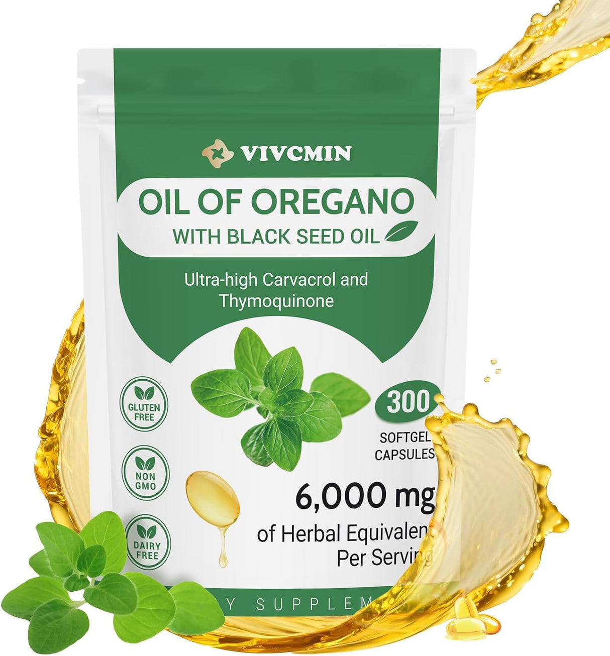 Aceite de Orégano Cápsulas - 300 Softgels, Inmunidad, Digestión