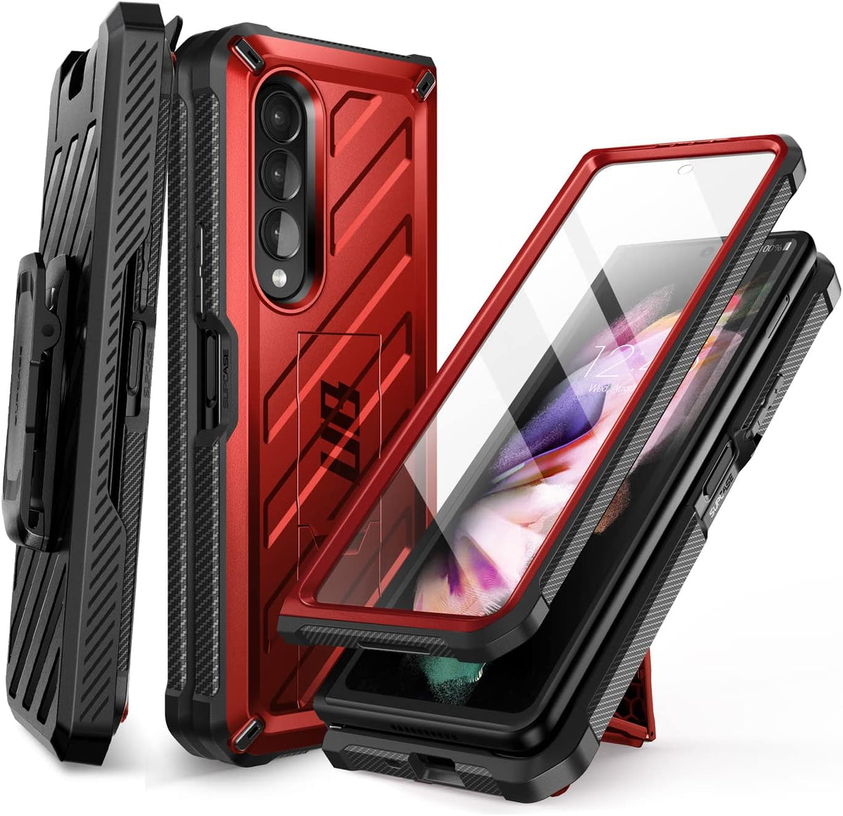 SUPCASE Unicorn Beetle - Funda protectora para Galaxy Z Fold 3 5G (2021), resistente clip para cinturón a prueba de golpes, con protector de pantalla integrado y soporte (roido)