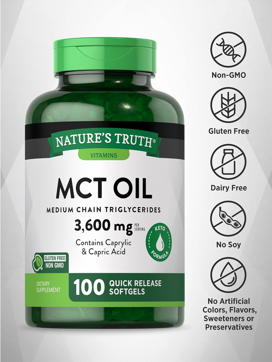 Suplementos de aceite MCT 100 cápsulas blandas con Keto