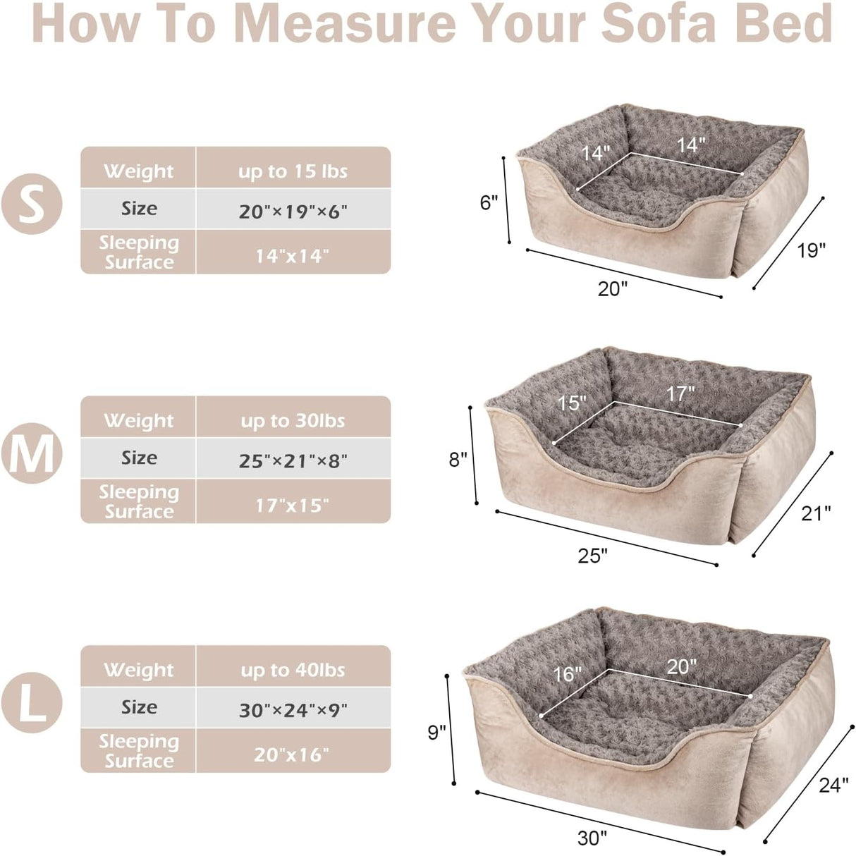 Cama para perros JOEJOY, ortopédica, lavable, tamaño múltiple