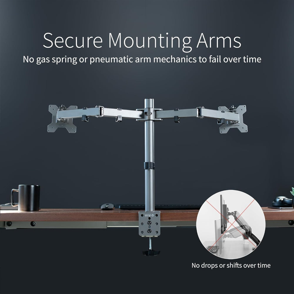 Soporte Doble para Monitores VIVO, Ajustable, STAND-V002