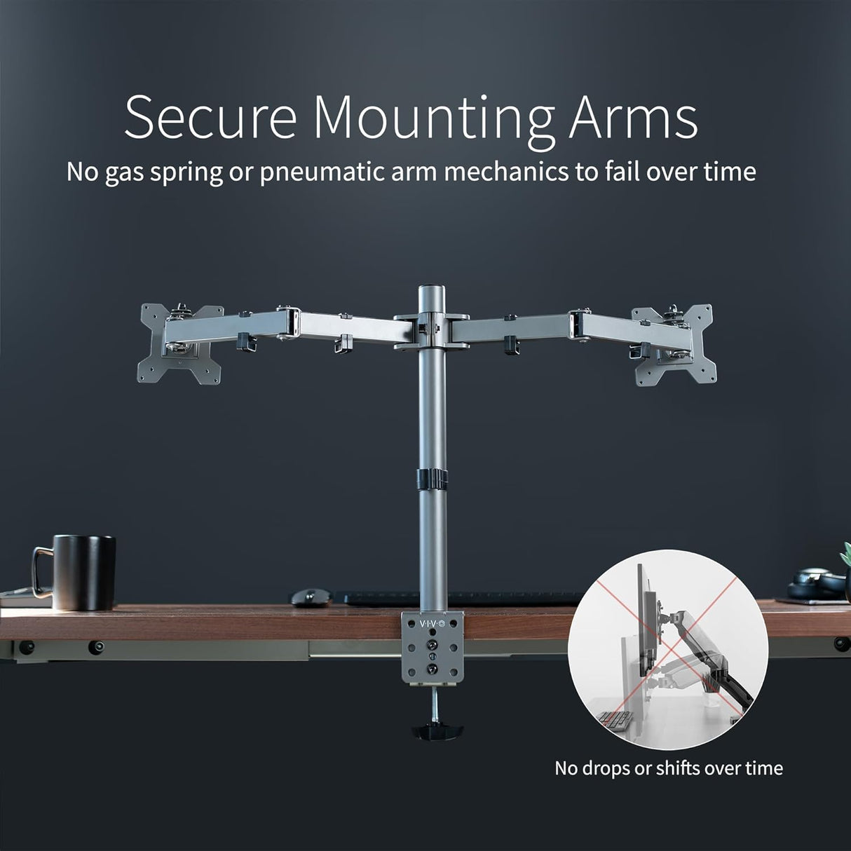Soporte Doble para Monitores VIVO, Ajustable, STAND-V002