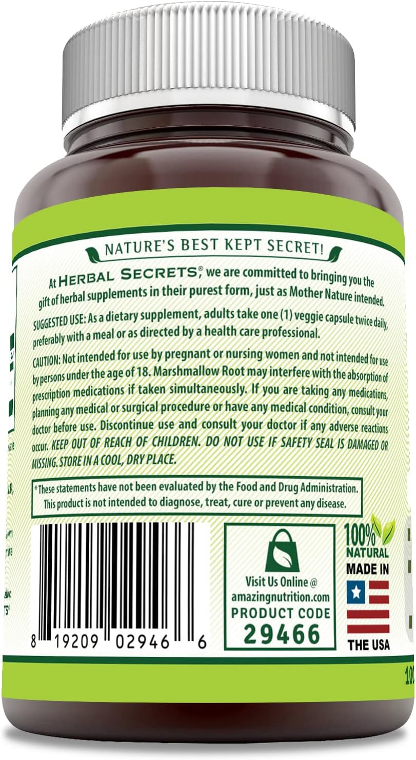 Suplemento Herbal Secrets de extracto de malvavisco 480 mg