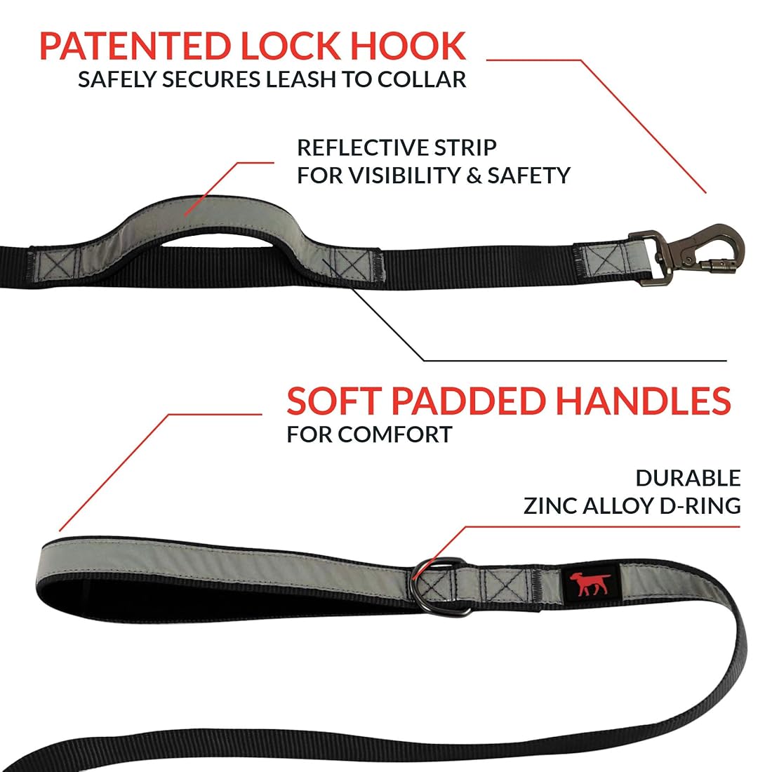 Correa para perro resistente correa de doble asa