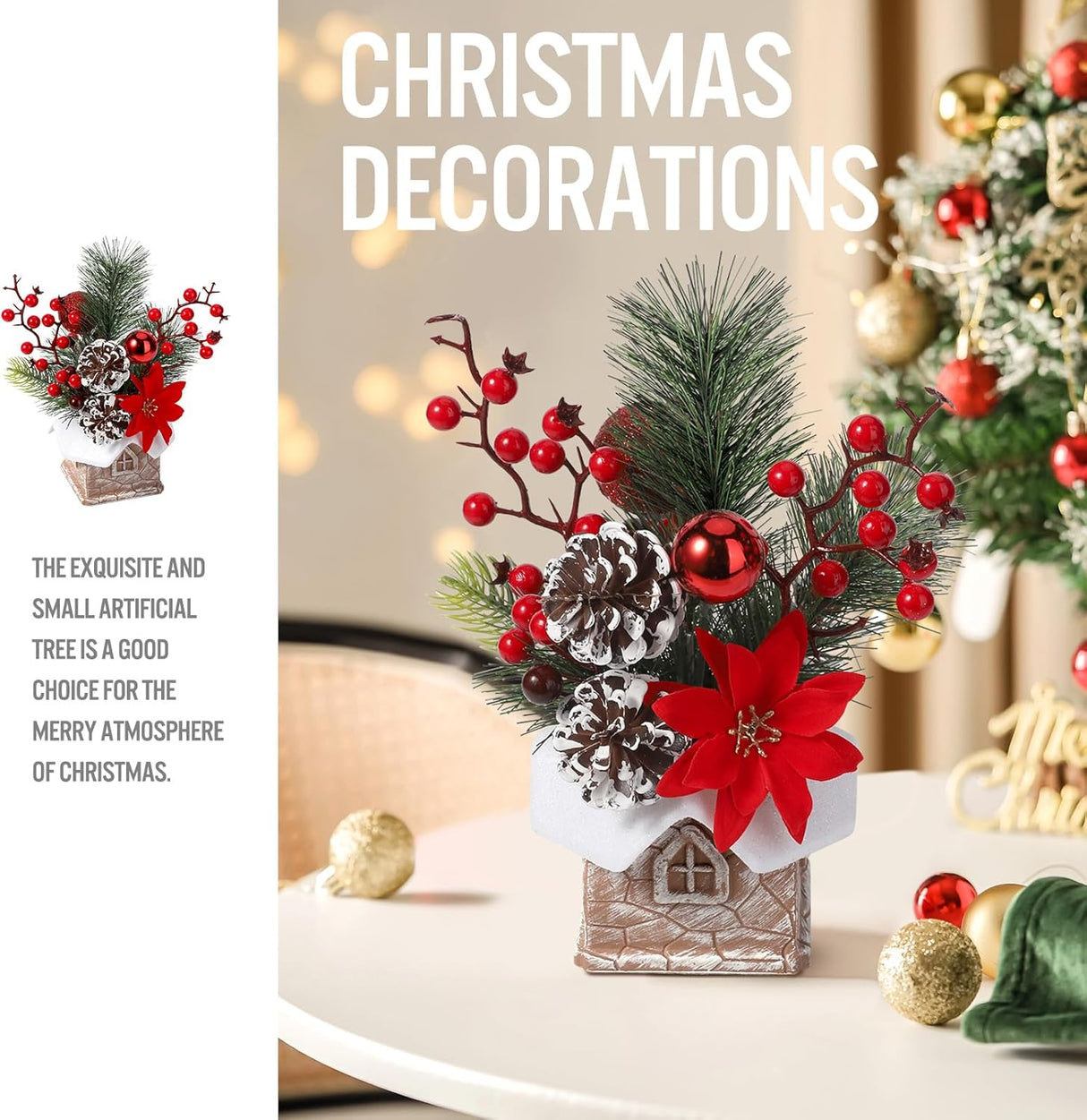 Árbol de Navidad Artificial Hatisan con Decoraciones y Piñas