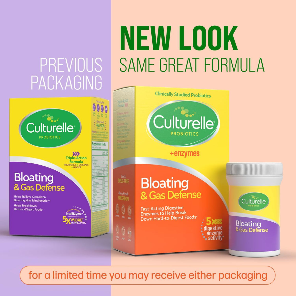 Culturelle Bloating & Gas Defensa, Enzimas y Probióticos, 30 Cápsulas