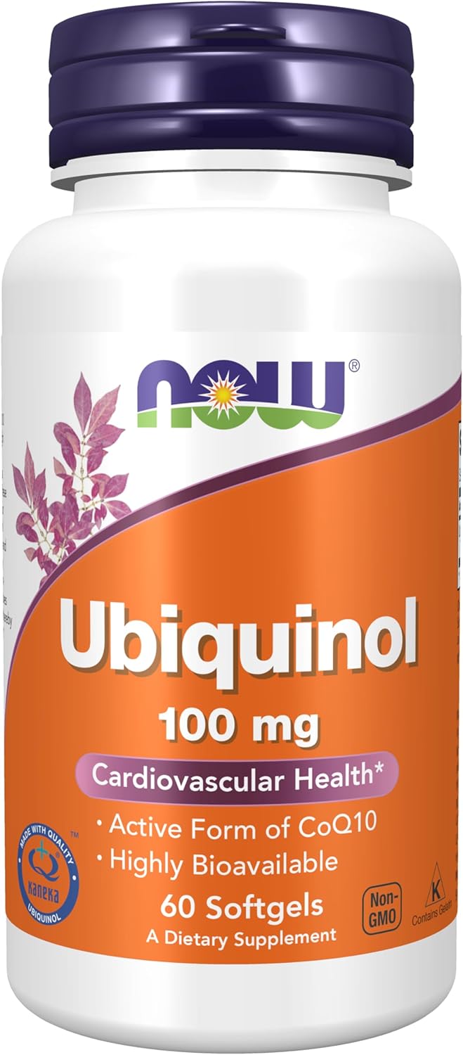 Suplemento Ubiquinol 100 mg NOW Foods, 60 Softgels Bioaval.