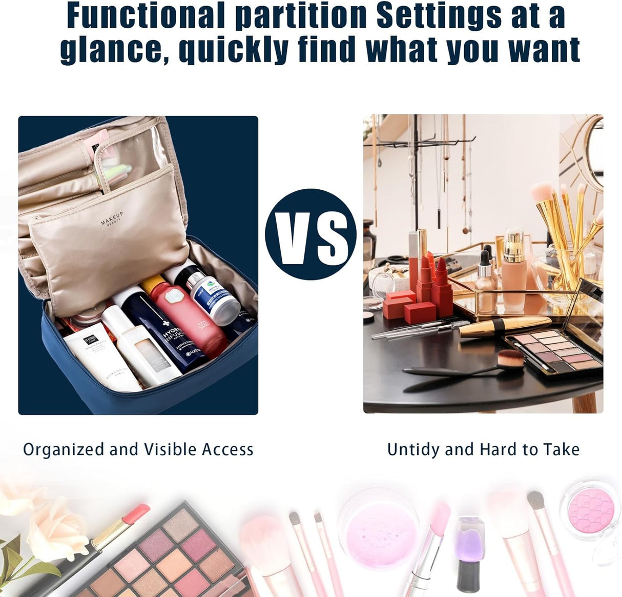 porta maquillajes color azul marino Queboom