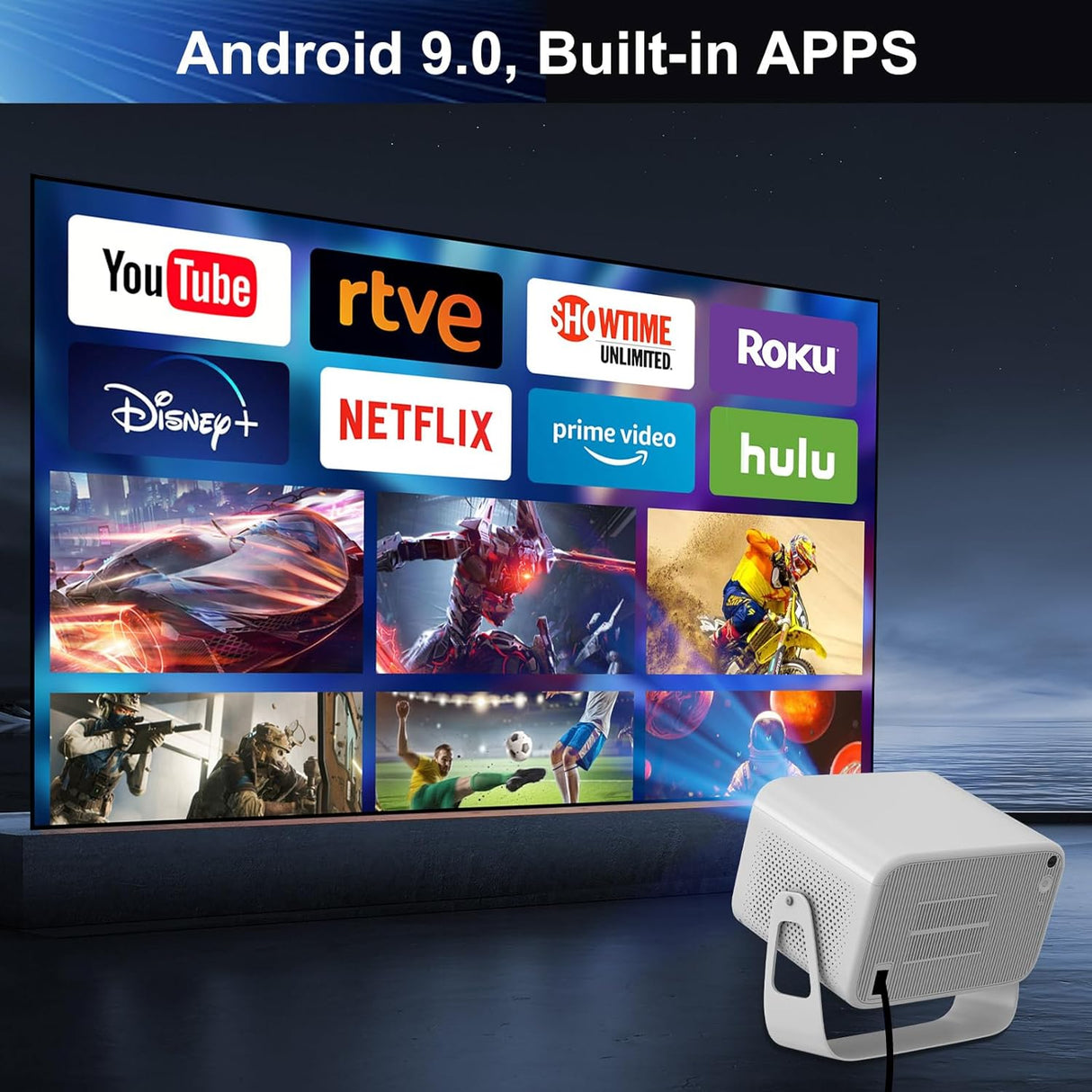 Proyector inteligente 4K con Android 9.0 K10-5 HIPPUS