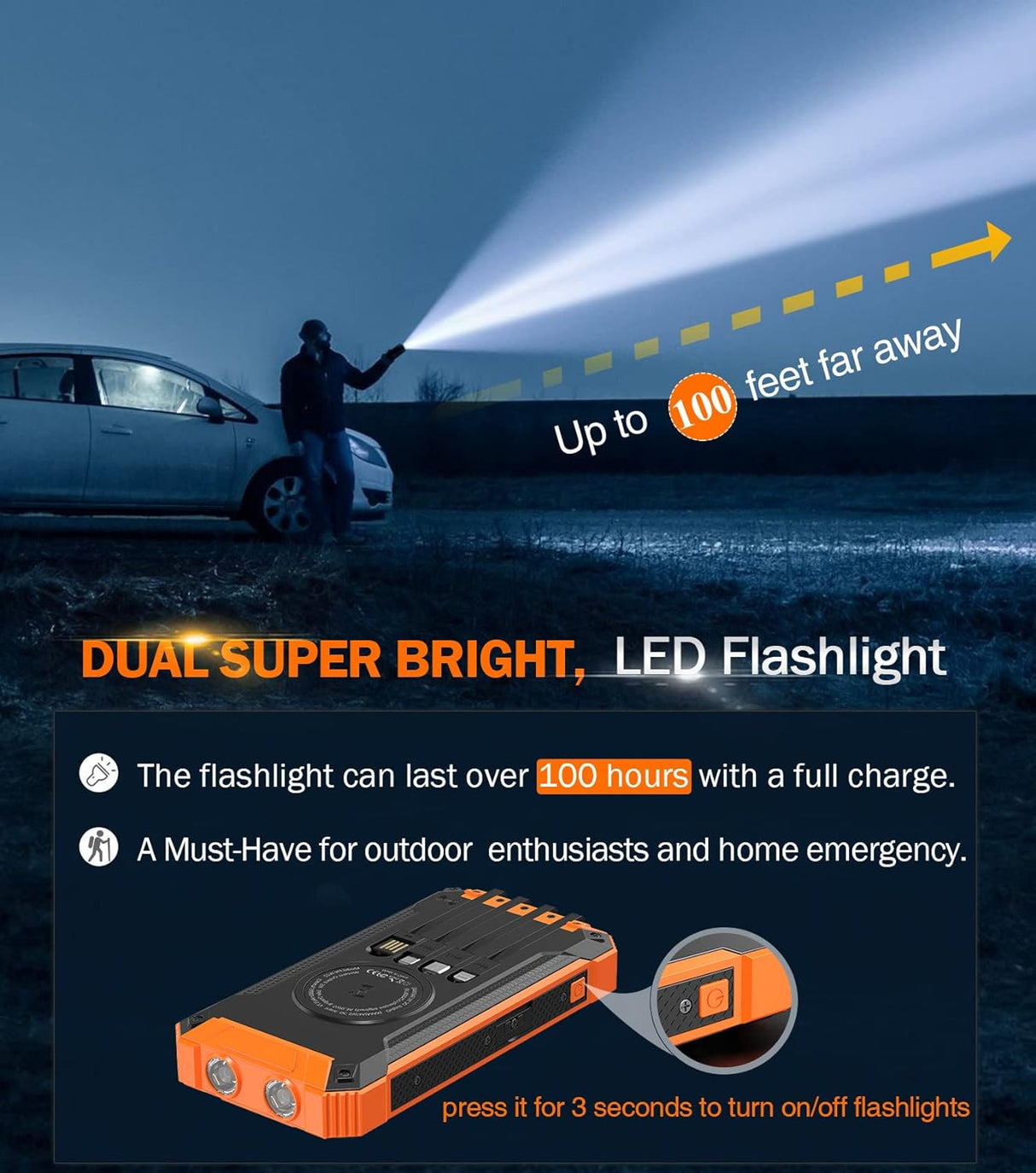 Cargador de energía solar de 36000 mAh integrado 4 cables