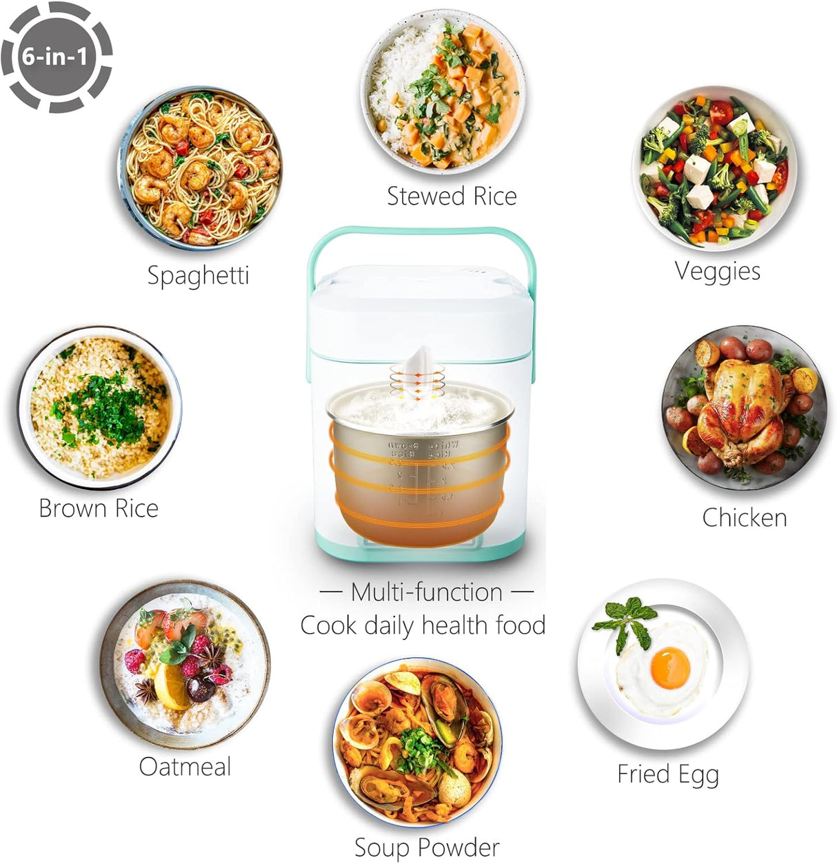 Olla arrocera TLOG 2.5 tazas, cerámica, portátil, 1.2L